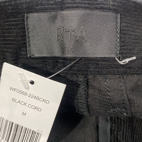 RtA Dexter Black Corduroy Belted Straight Leg Pants - Picture 9 of 11